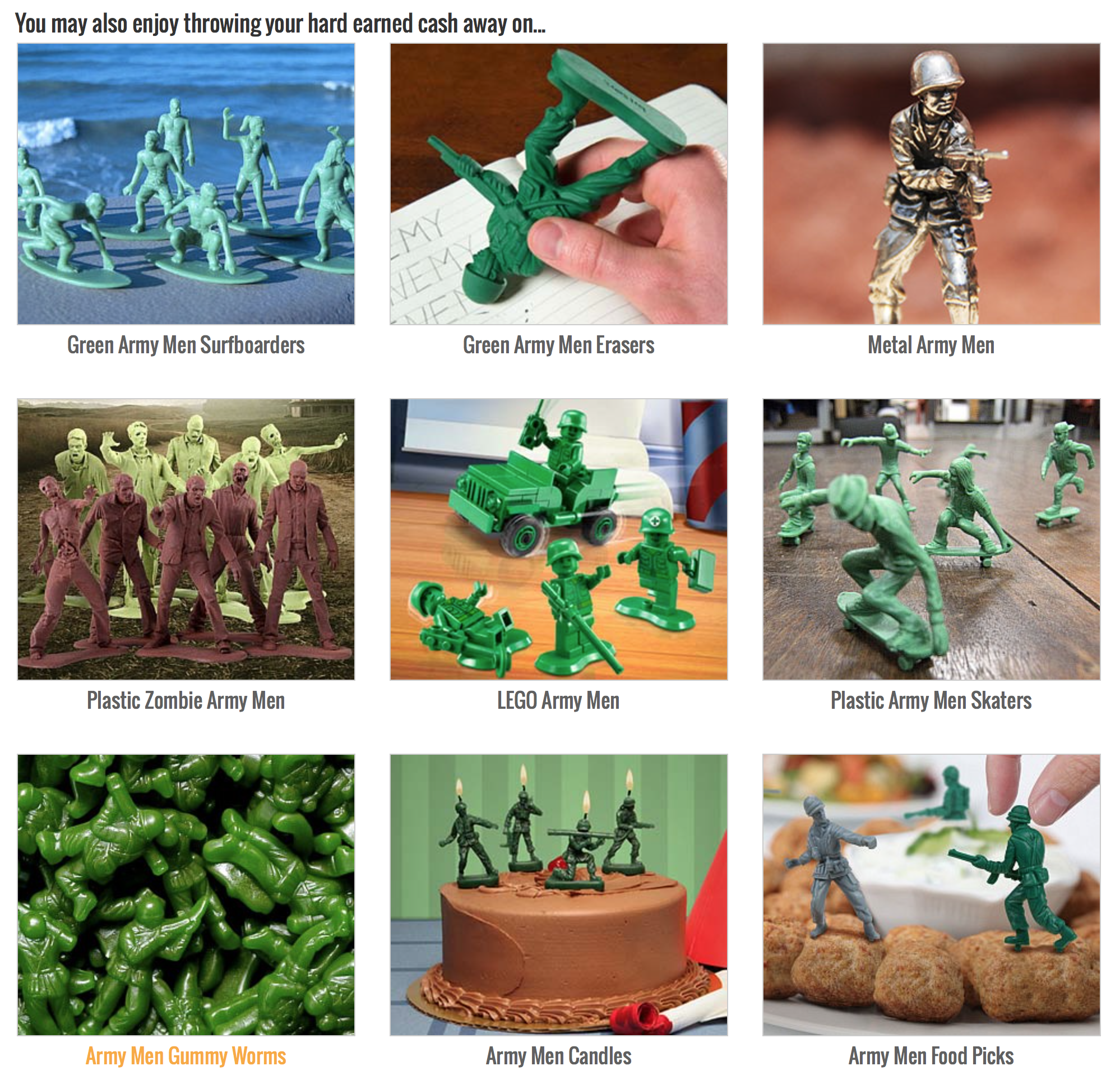 Army men toys at thisiswhyimbroke.com. 